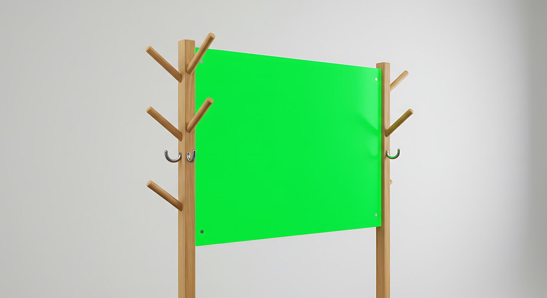 A green board with wooden sticks on it photo