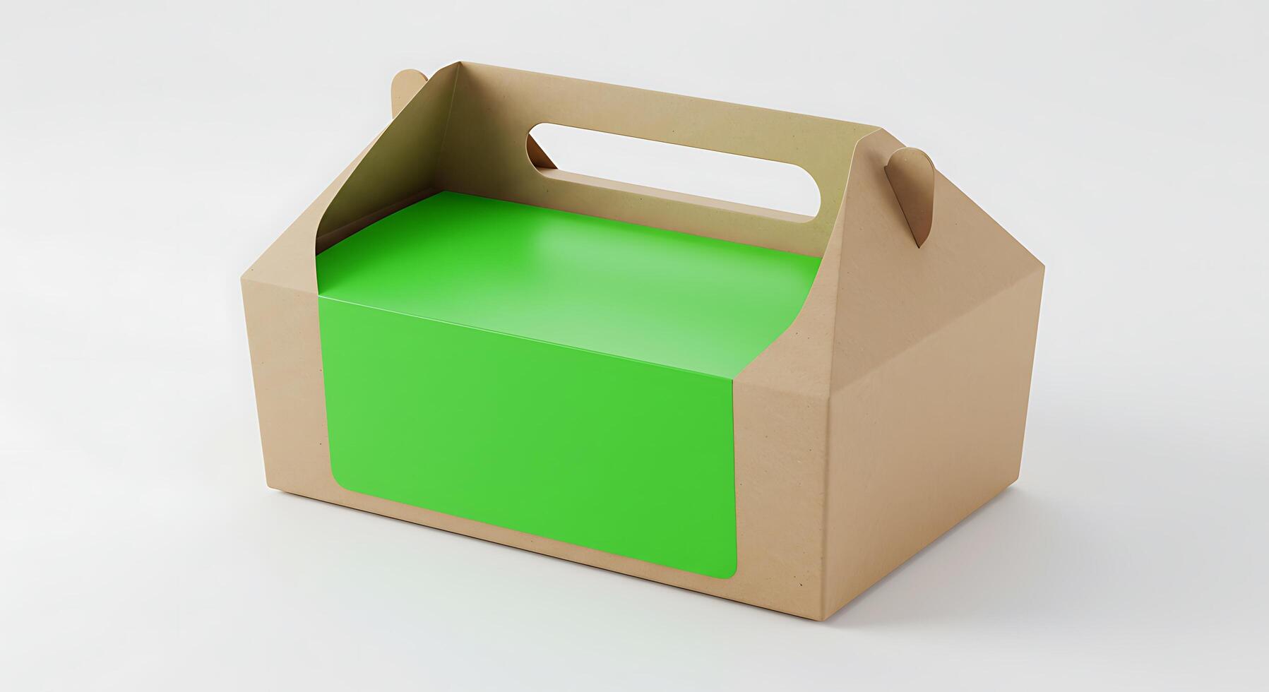 A green box with a lid on a white surface photo