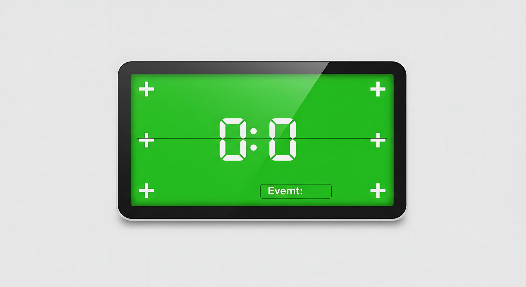 A green digital clock on a white background photo