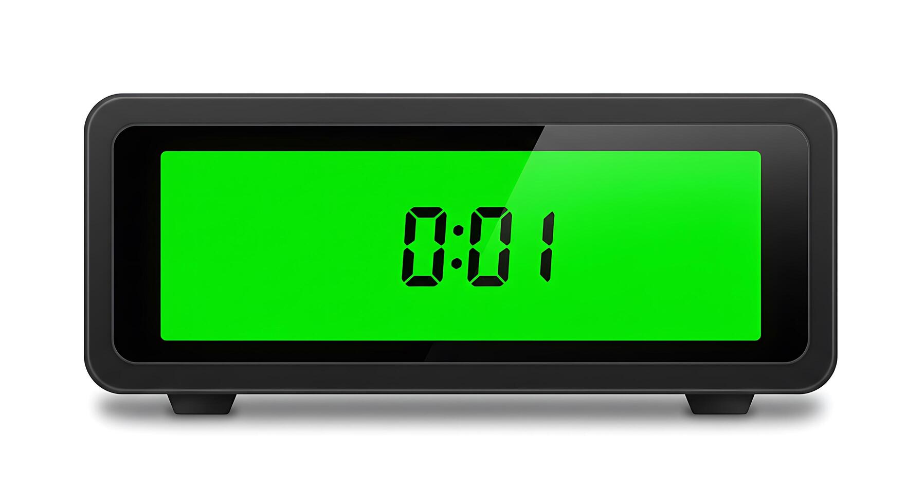 An alarm clock with green screen on a white background photo
