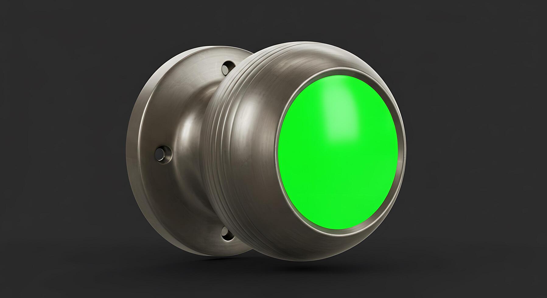 A green button on a black background photo