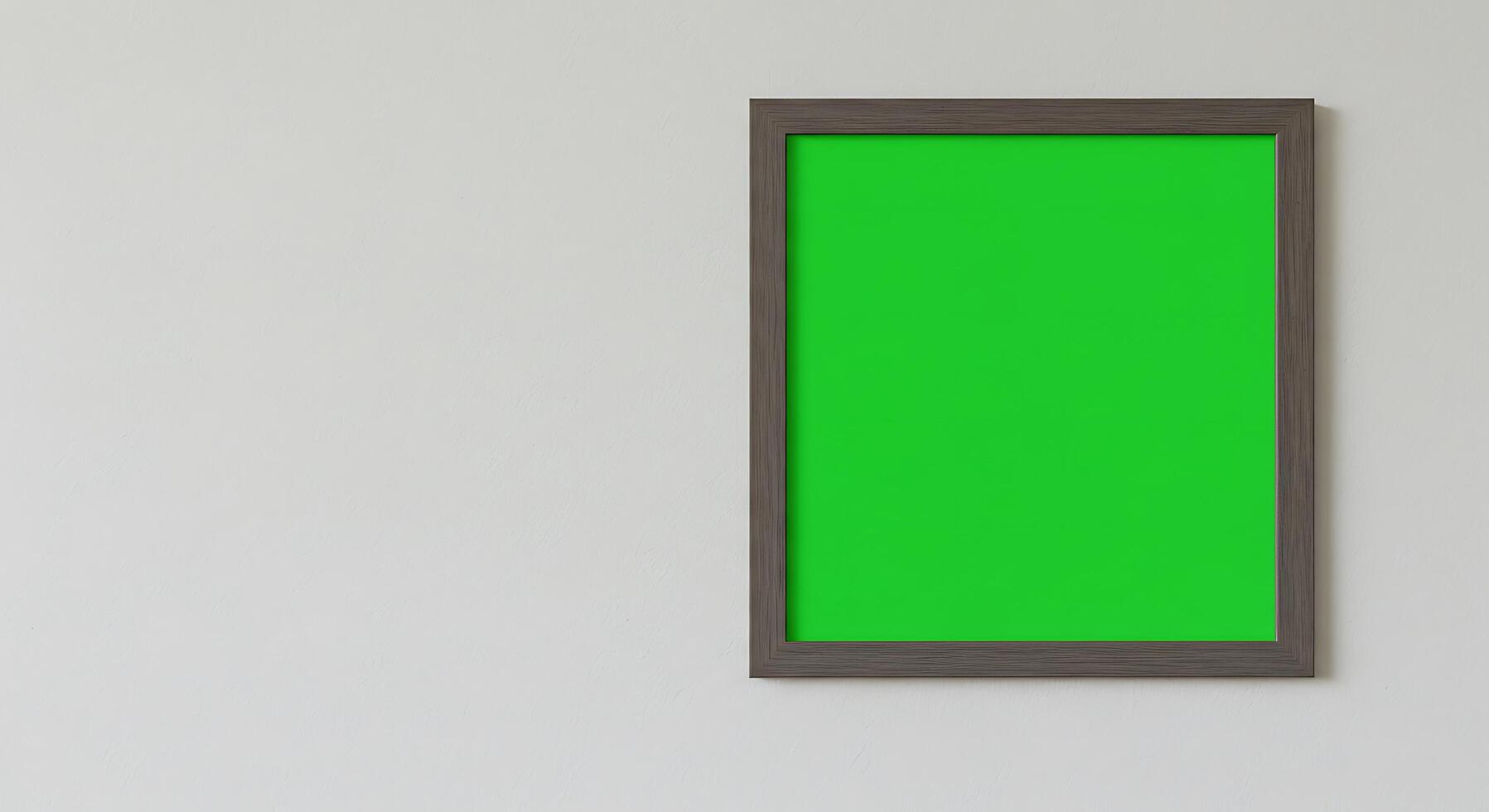 Green screen in a frame on a wall photo