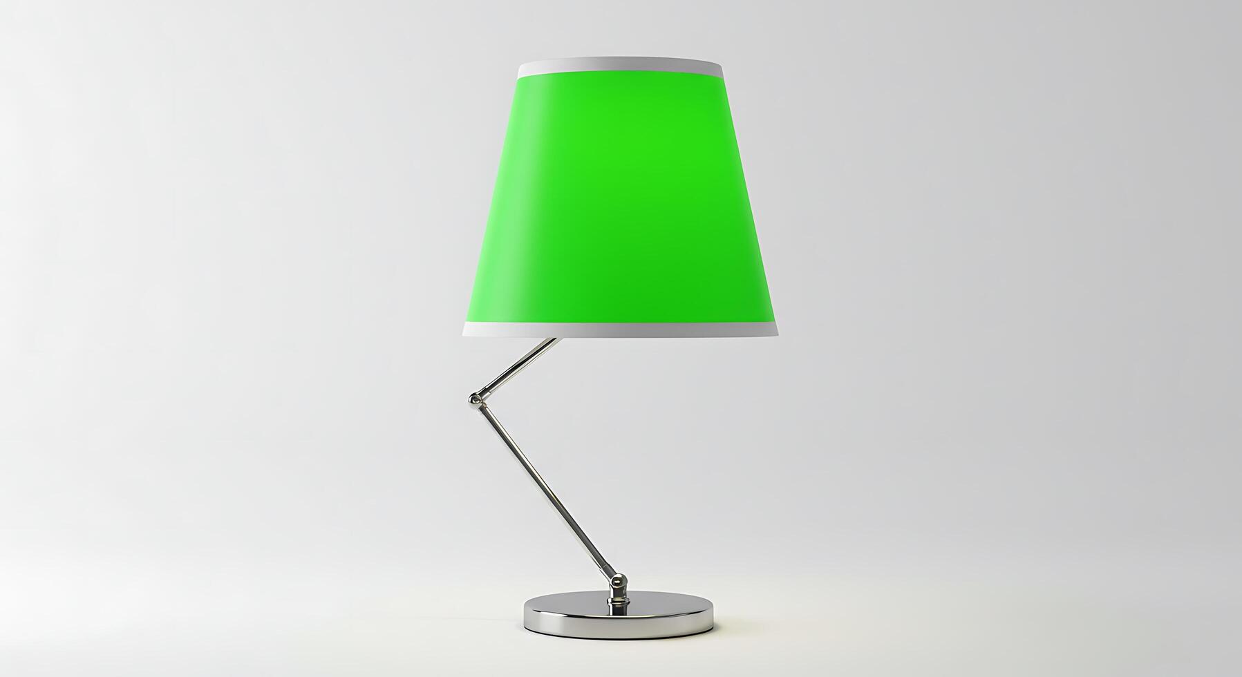 A green lamp on a metal stand photo