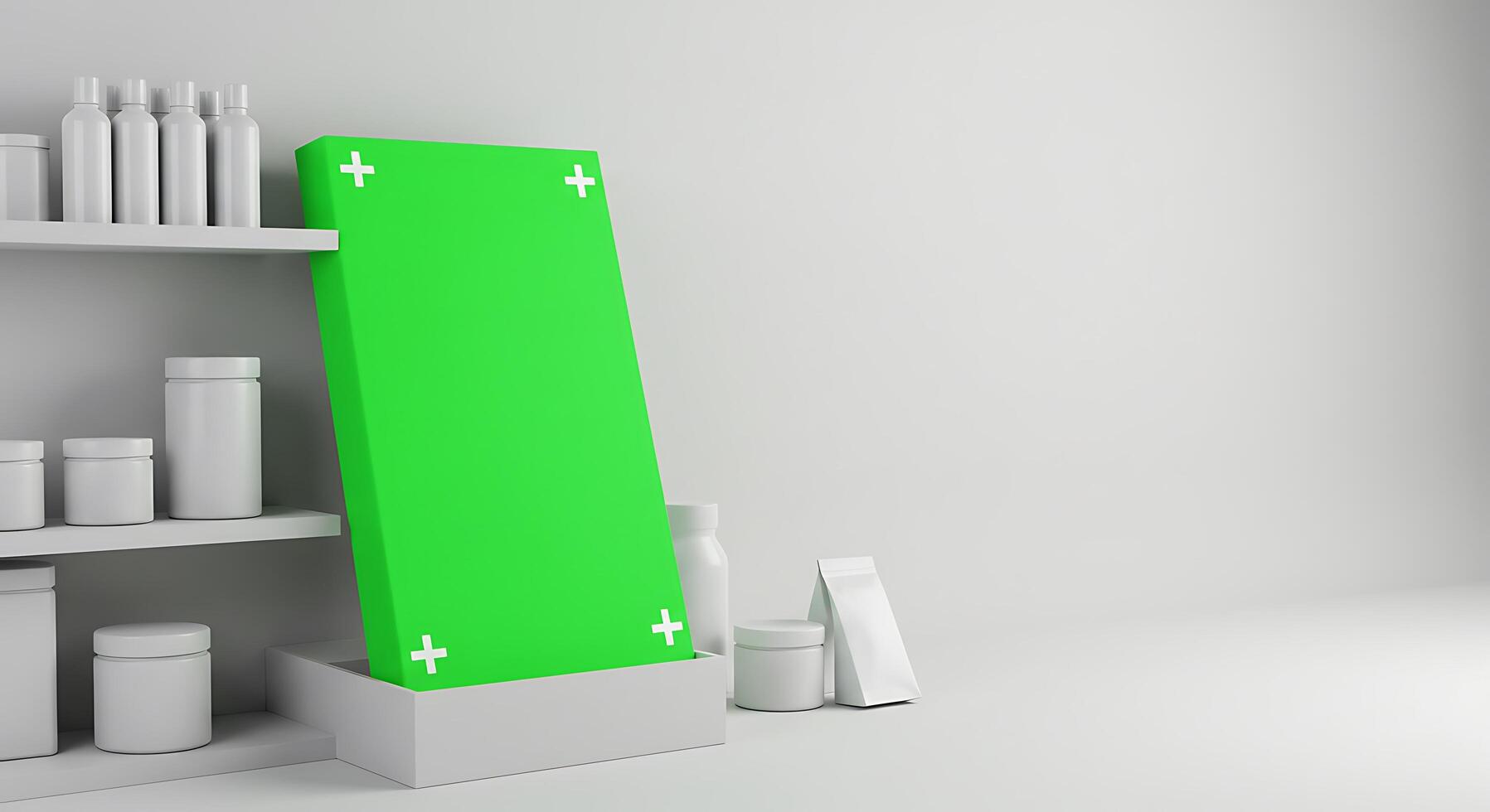 A green sign is sitting on a shelf in a room photo