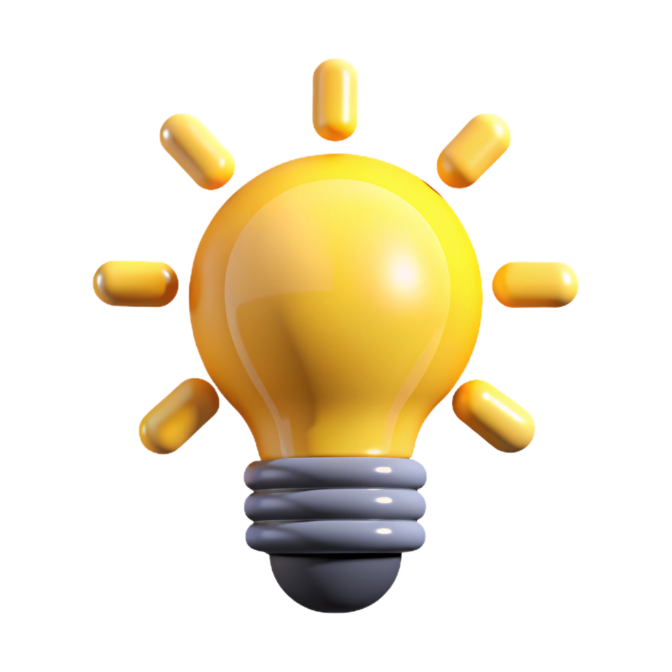 3D Rendered Lightbulb Icon Representing Inspiration png