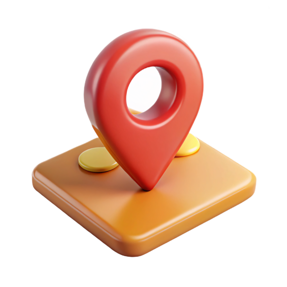 3D Location Icon with Orange Base png