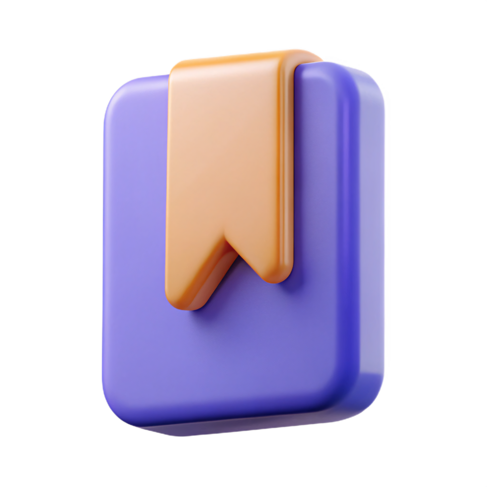 3D Rendered Bookmark Icon in Vibrant Purple and Orange png