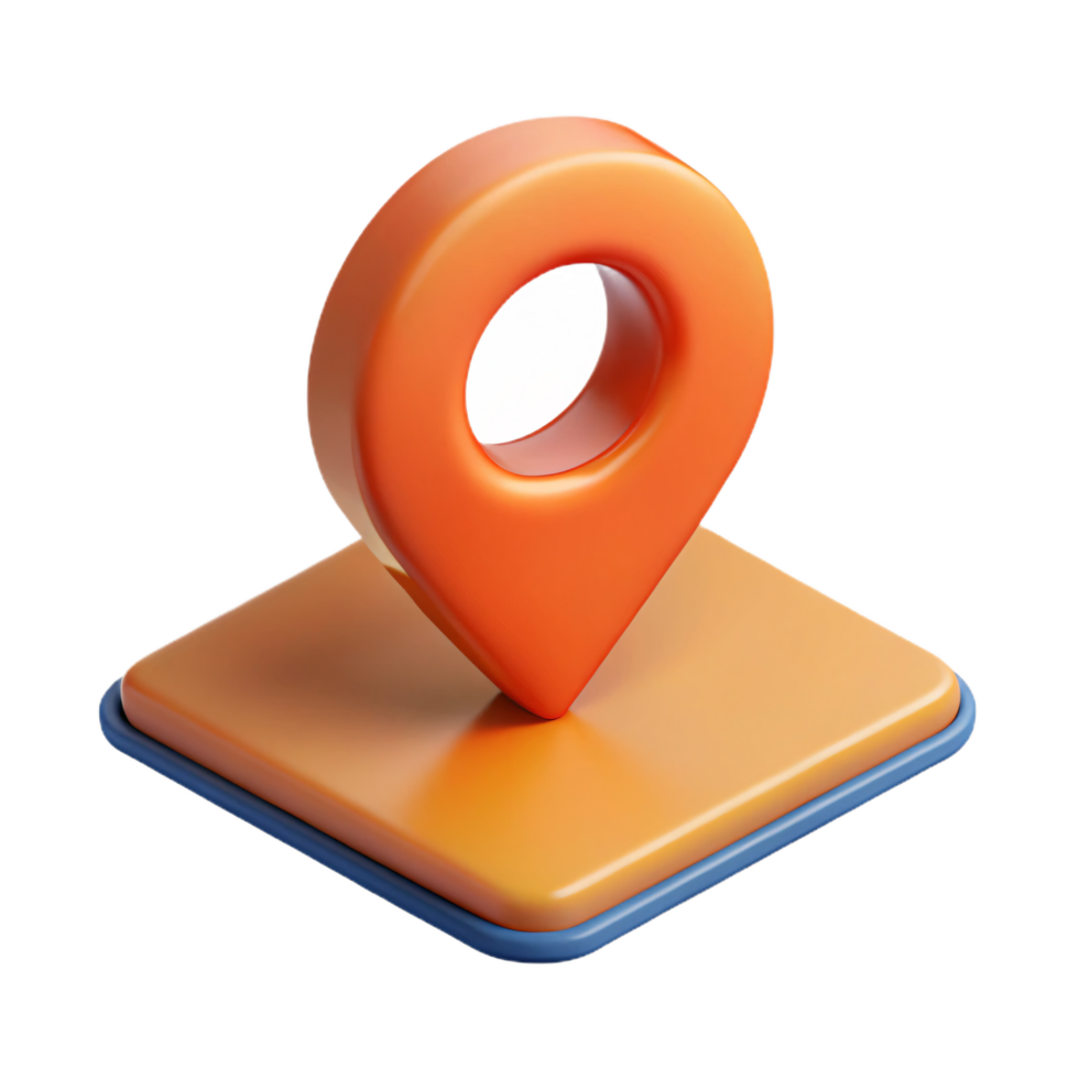 Vibrant 3D Location Icon, Orange and Blue png