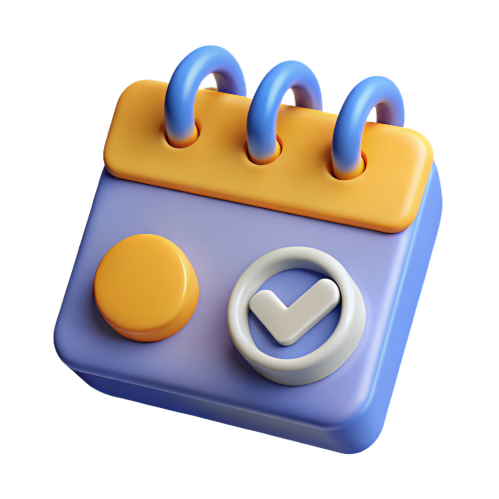 Cute 3D Calendar Icon with a Checkmark, Perfect for UI Design png