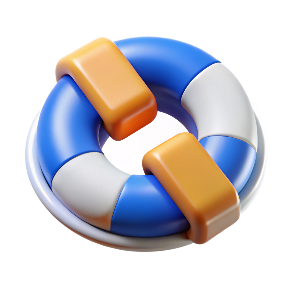 Colorful 3D Render of a Cartoon Life Preserver png