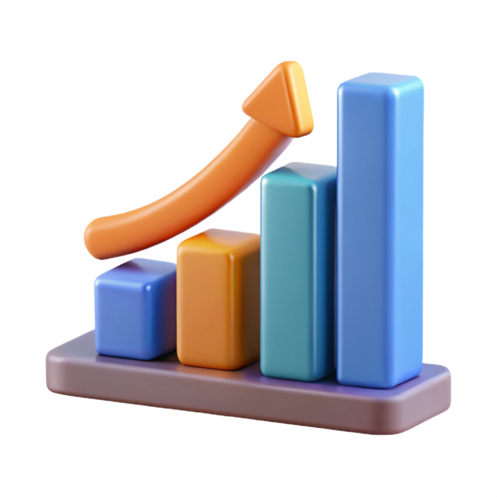 3D Illustration of a Growing Bar Graph png