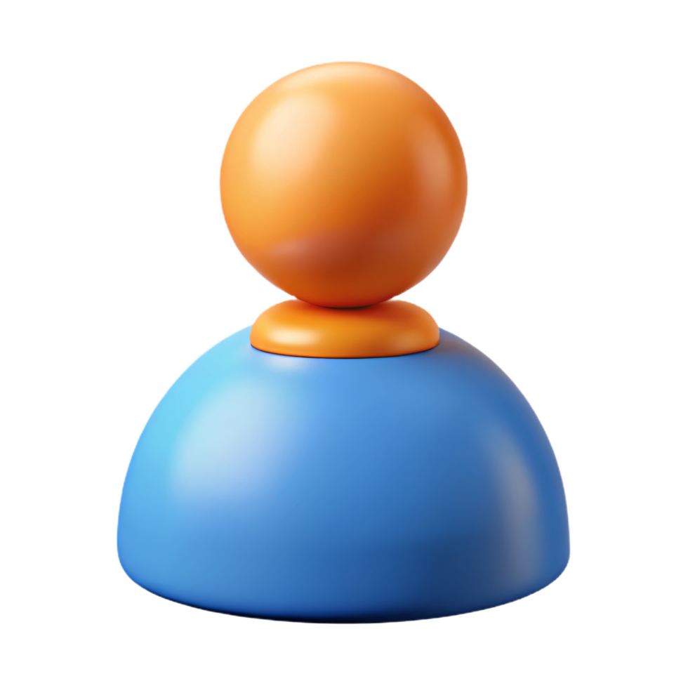 Vibrant 3D Profile Icon with Orange and Blue Colors png