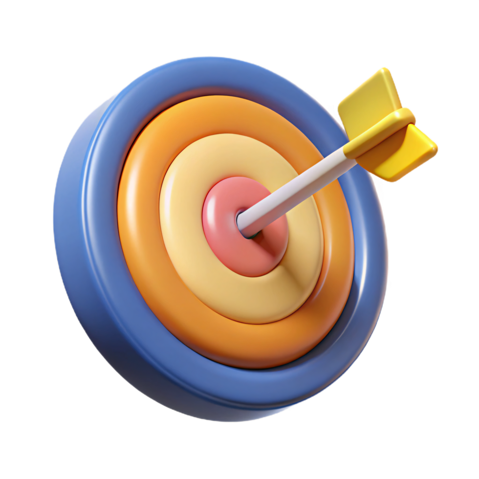 Colorful Target with Arrow Hitting the Center png