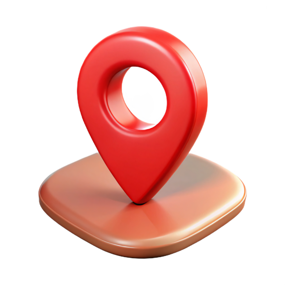 3D Red Location Pin Icon on a Peach Base png