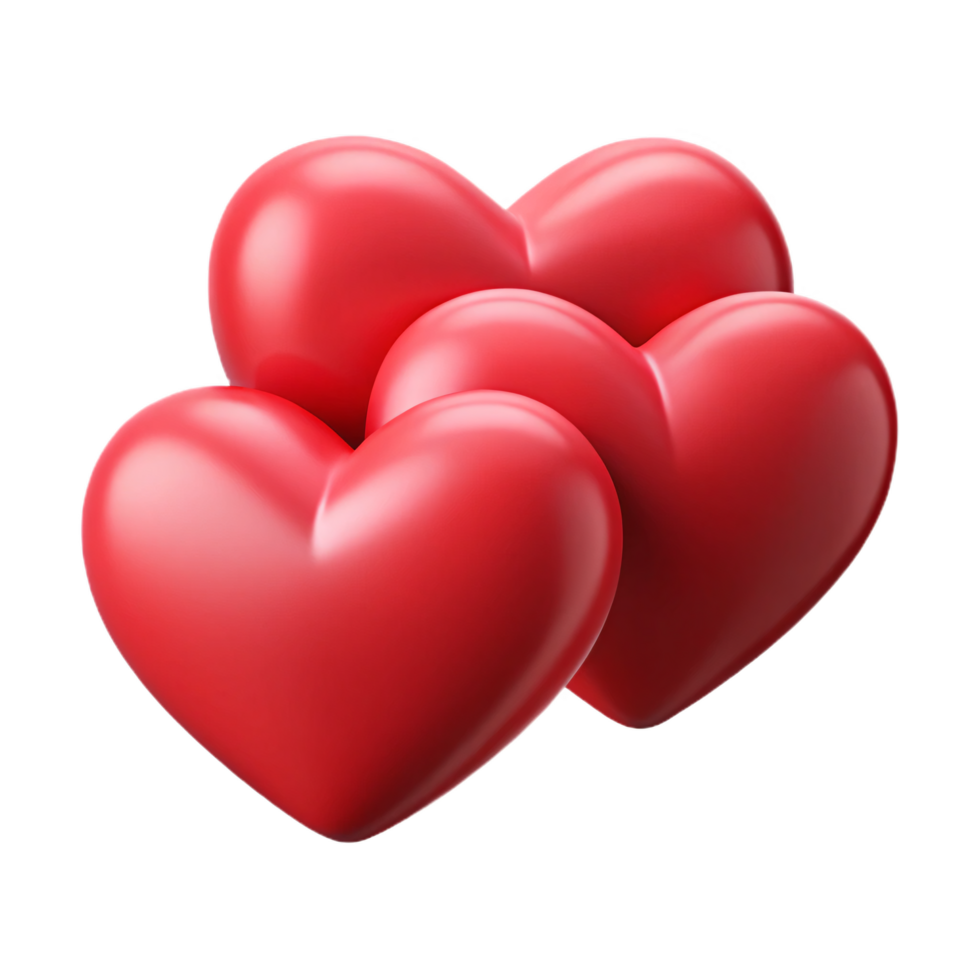 Three vibrant red hearts, a symbol of love and affection. png