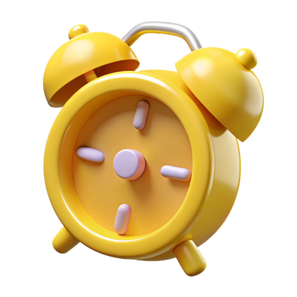 Playful Yellow Alarm Clock Illustrative Design png