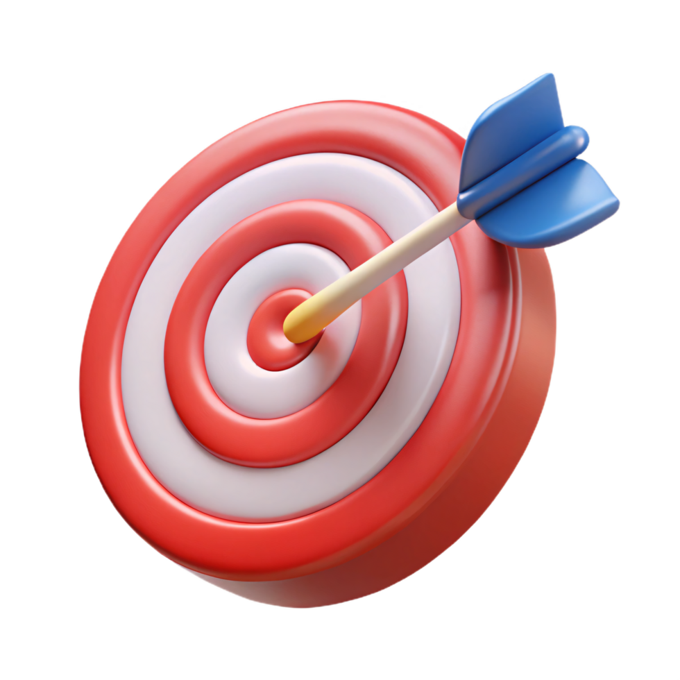3D Target with Arrow Hitting the Center png