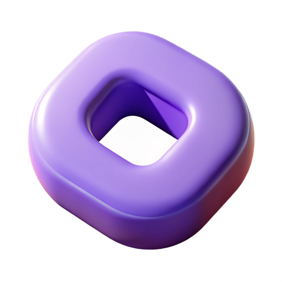 Playful 3D Render of a Purple Letter O png