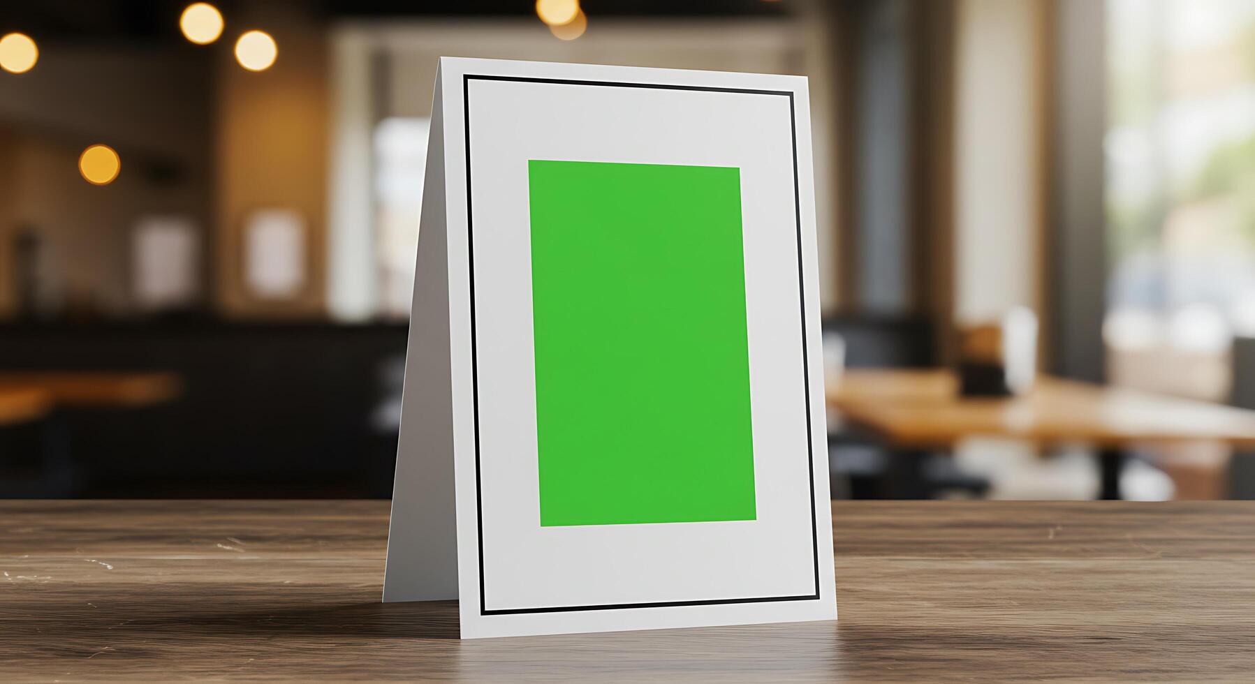 A green square on a table in a restaurant photo