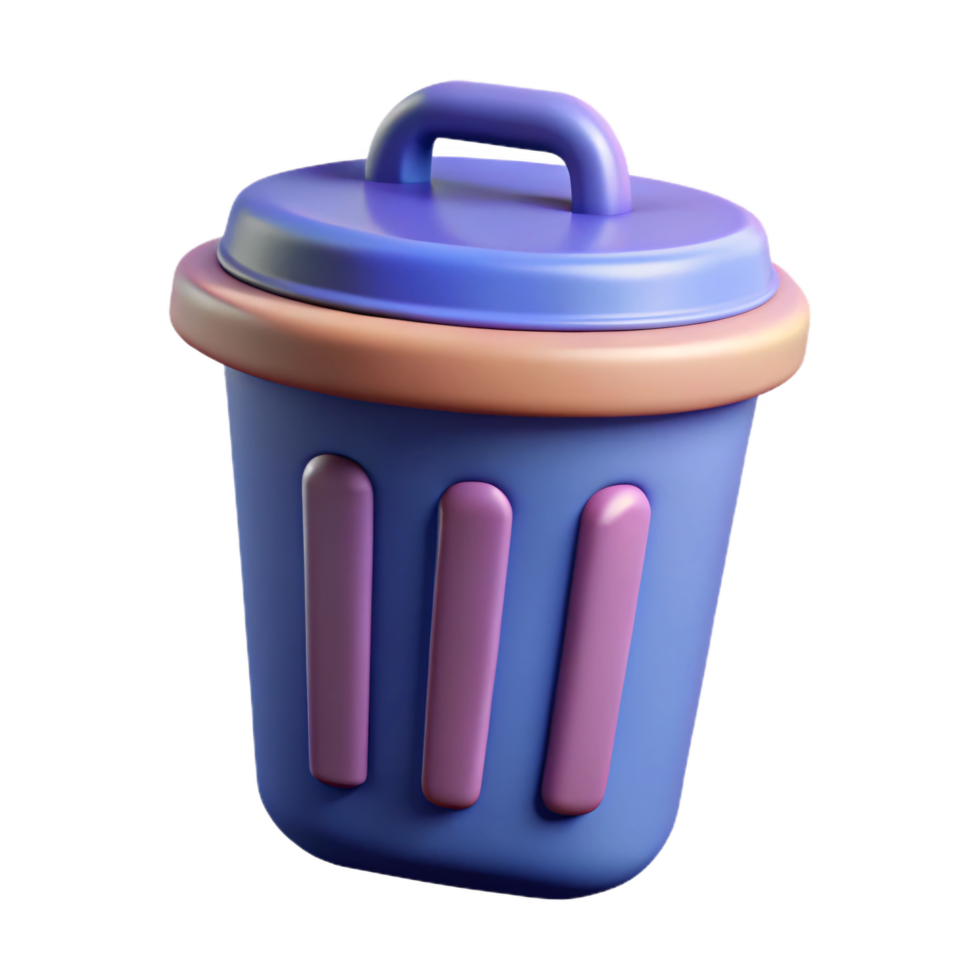 Colorful 3D Rendered Trash Can Icon png