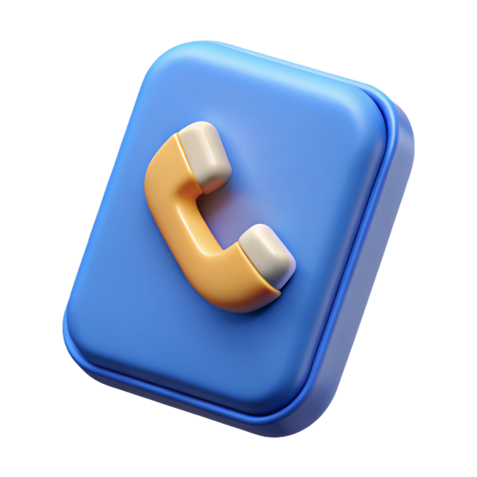 3D Rendered Call Icon on a Square Button png