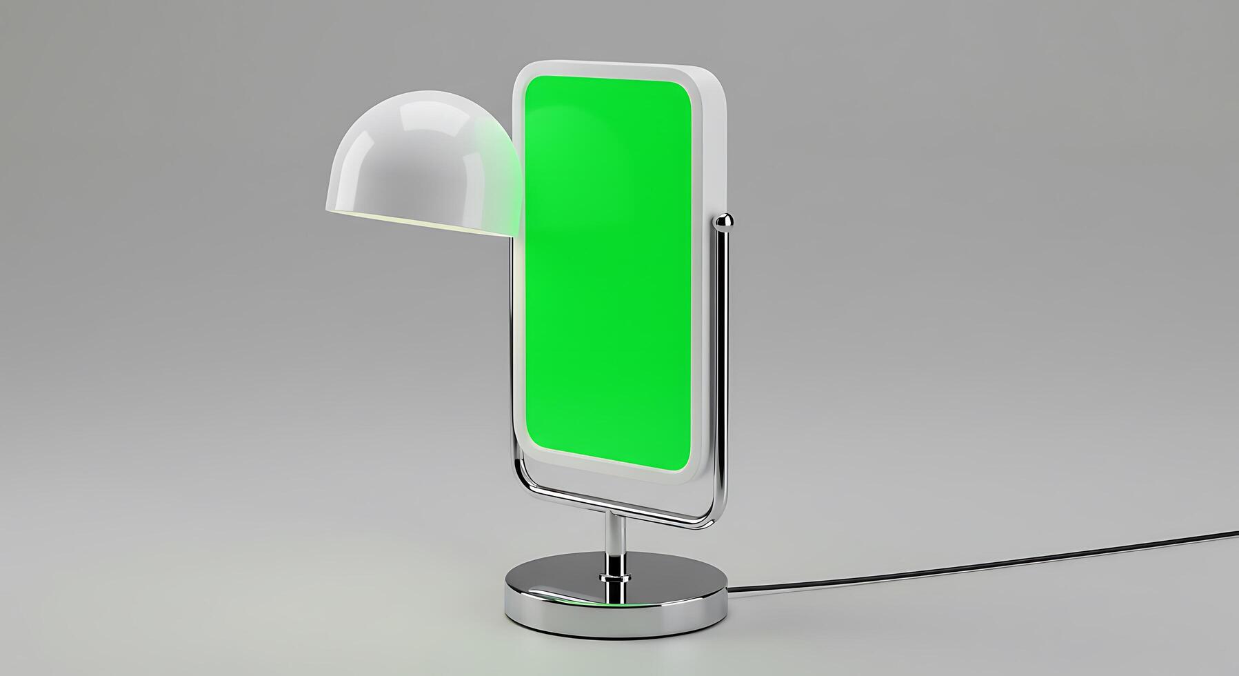 A lamp with a green light on it photo
