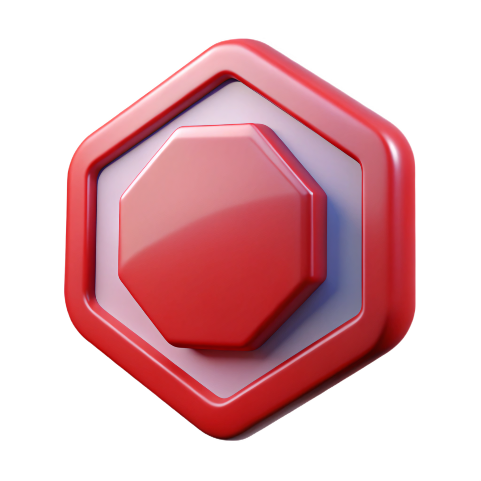 3D Rendered Red Octagon Button Icon png
