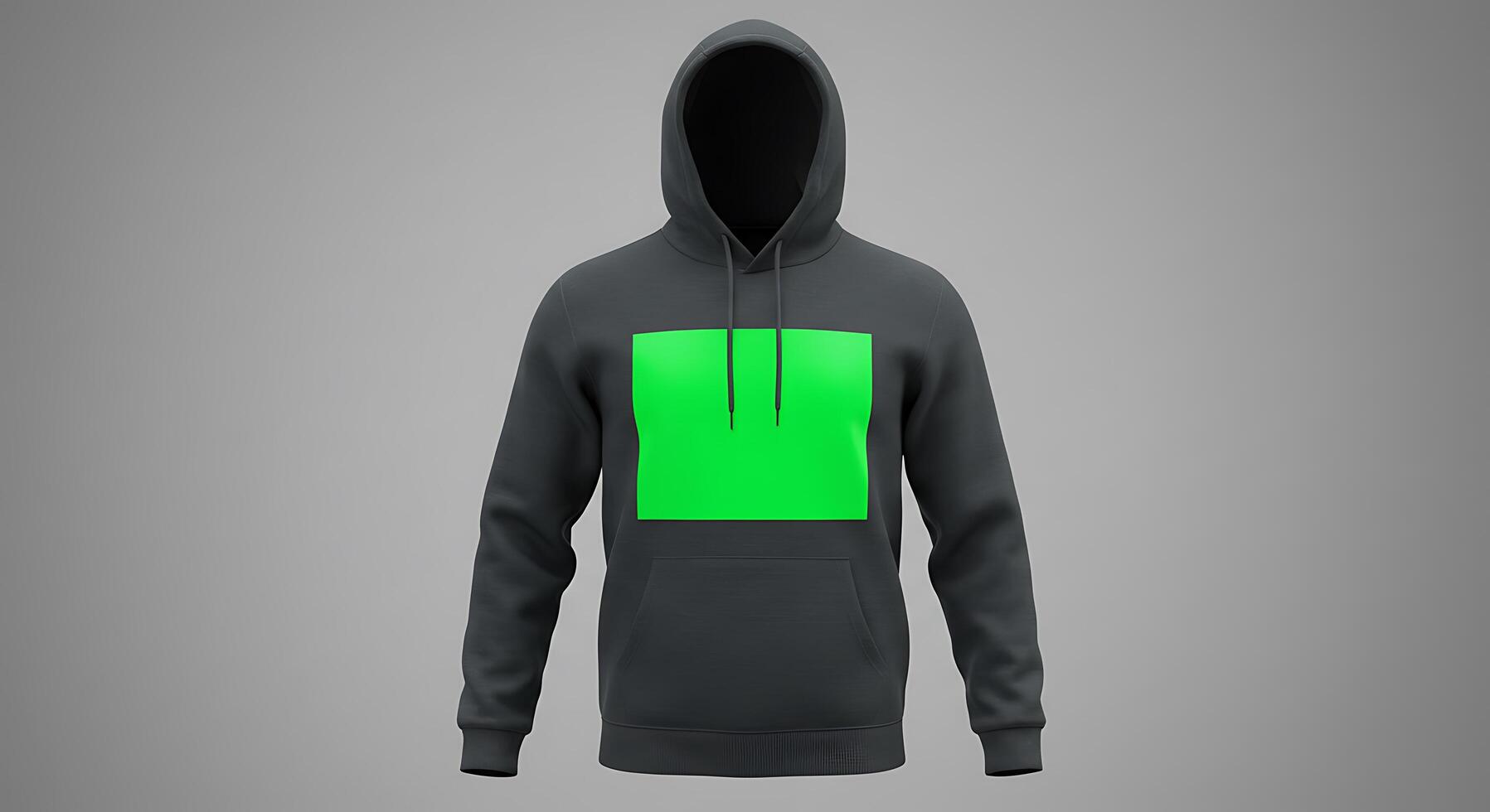 A hoodie with a green square on it photo