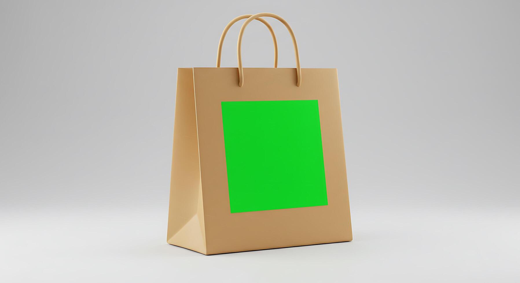 A paper bag with a green screen on it photo
