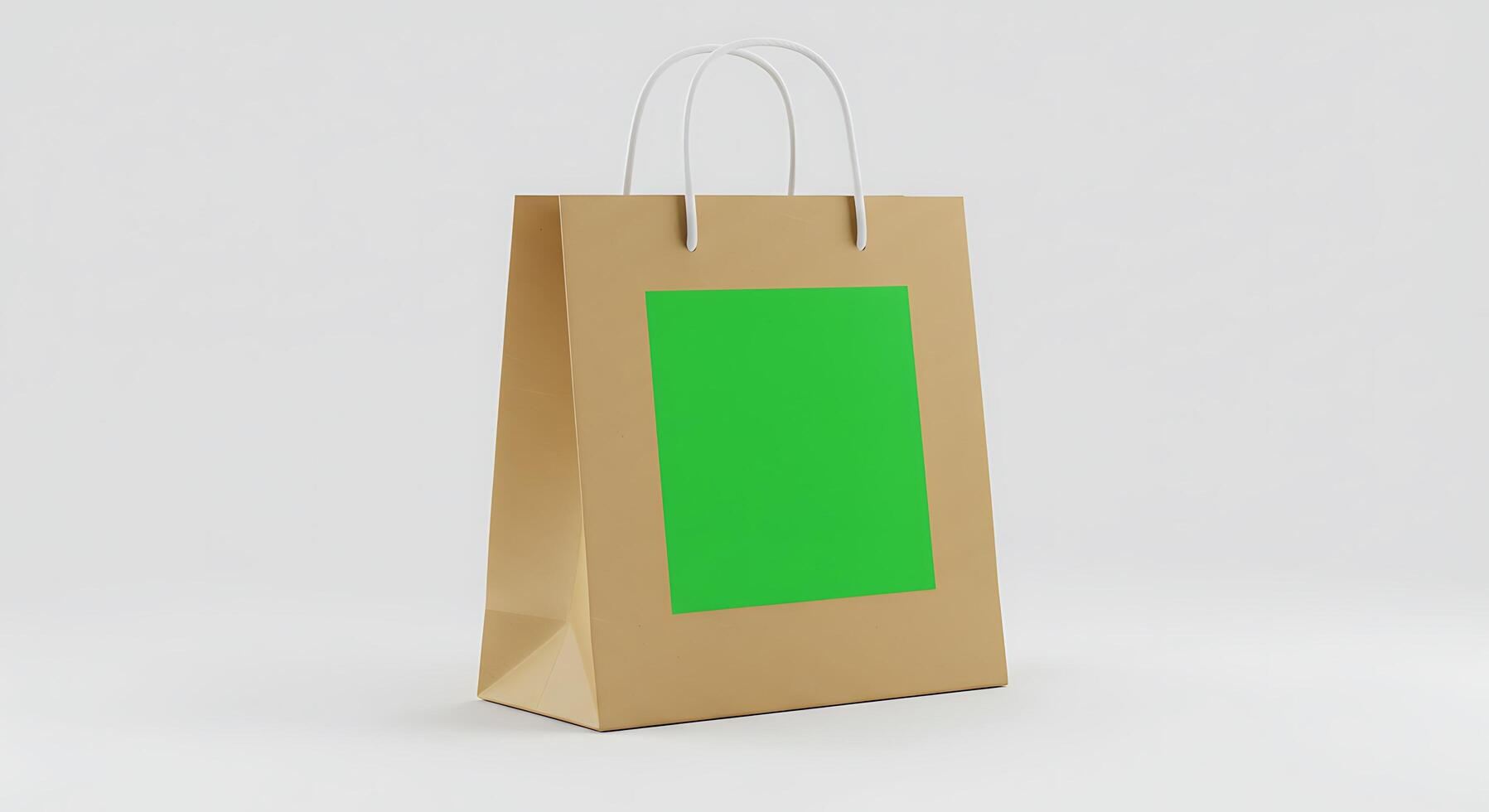 A brown paper bag with a green screen on it photo