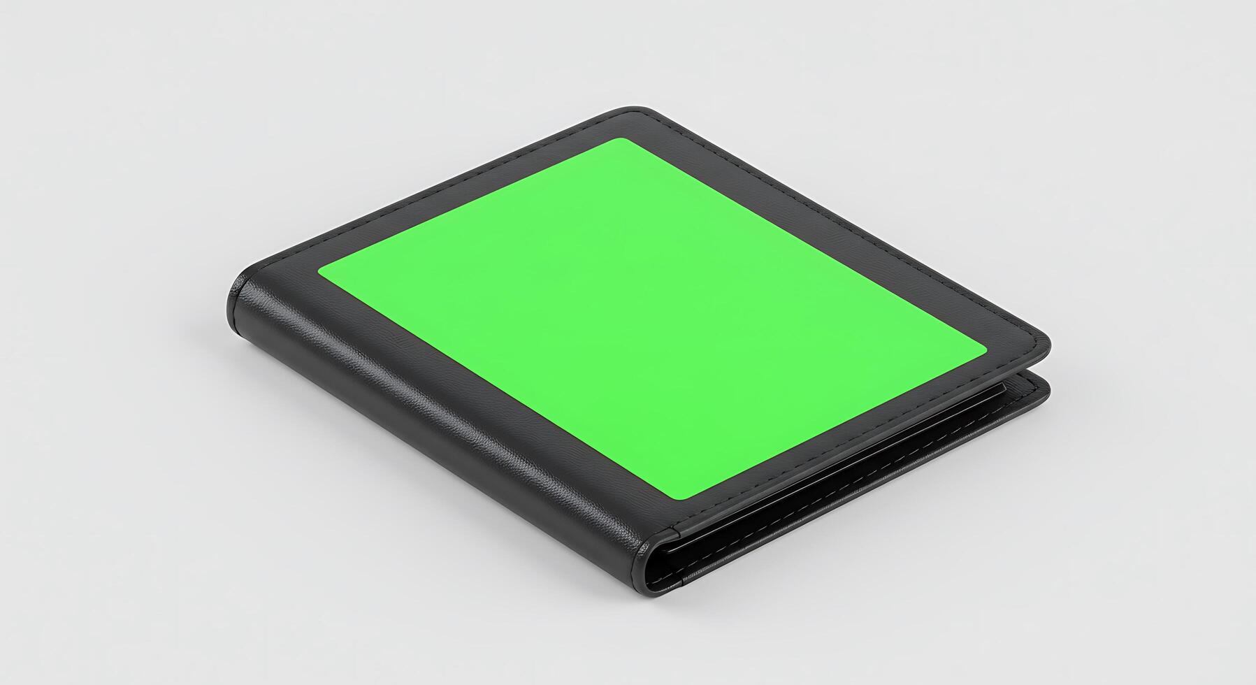 A black wallet with a green screen on it photo