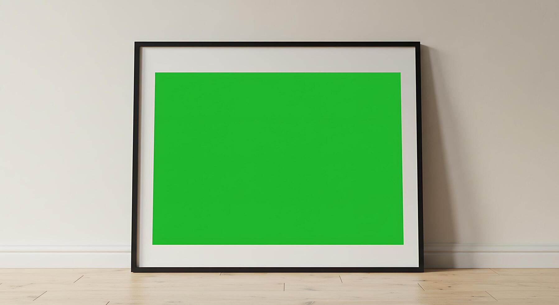 Green screen mockup in a room with white walls photo