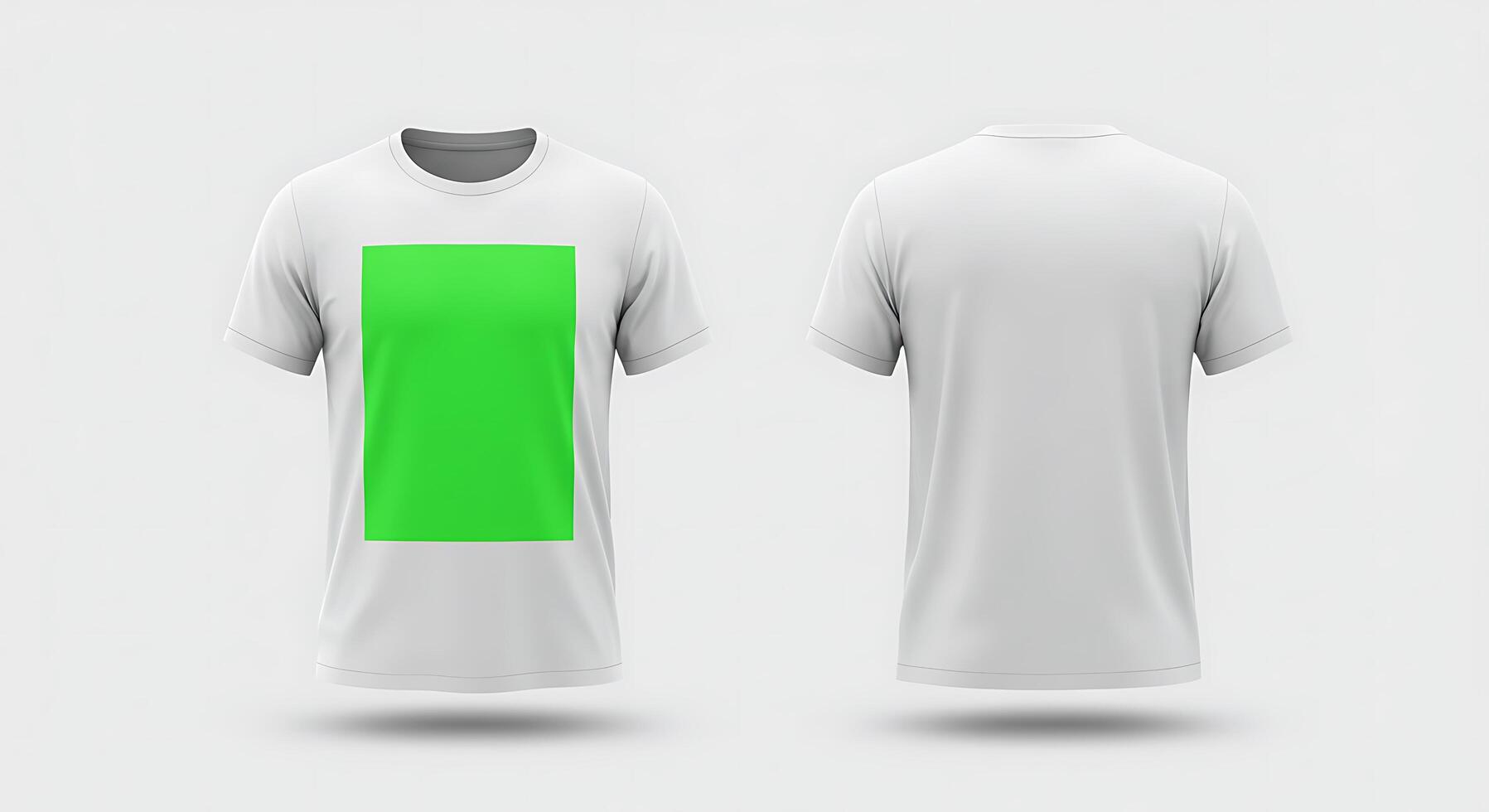 White t - shirt mockup template with green square photo