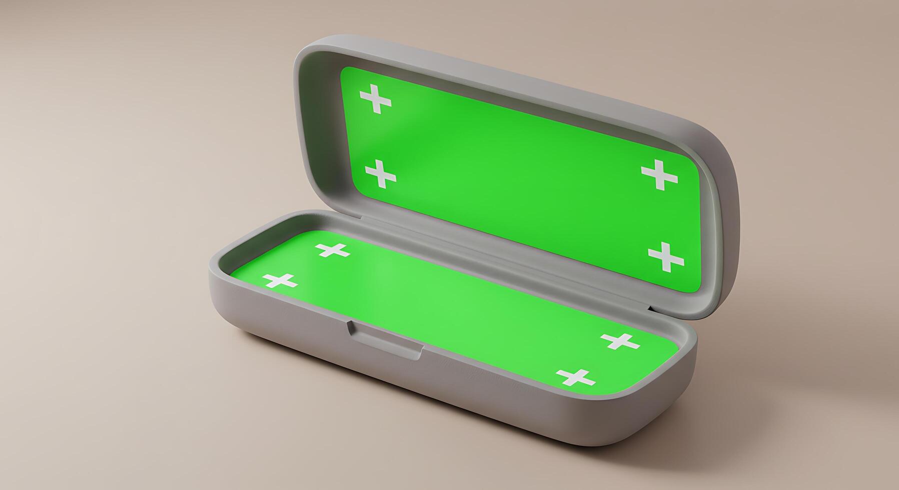 A green box with a cross on it photo