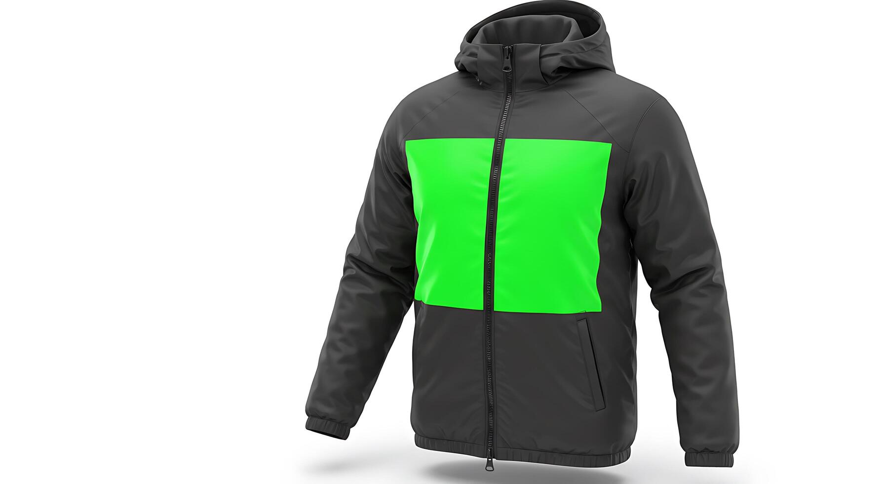 A black and green jacket with a hood photo