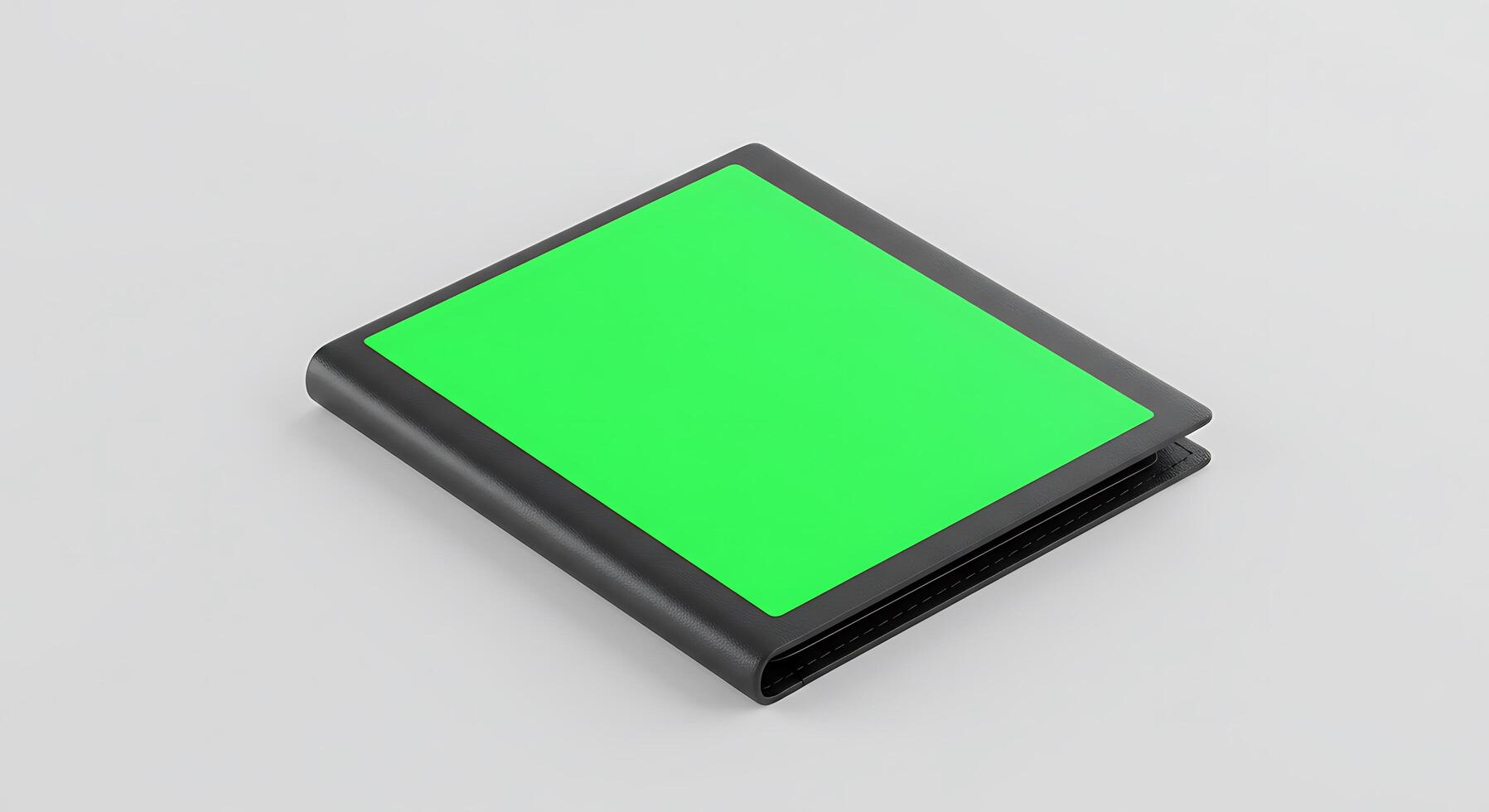 A green square on a black box photo