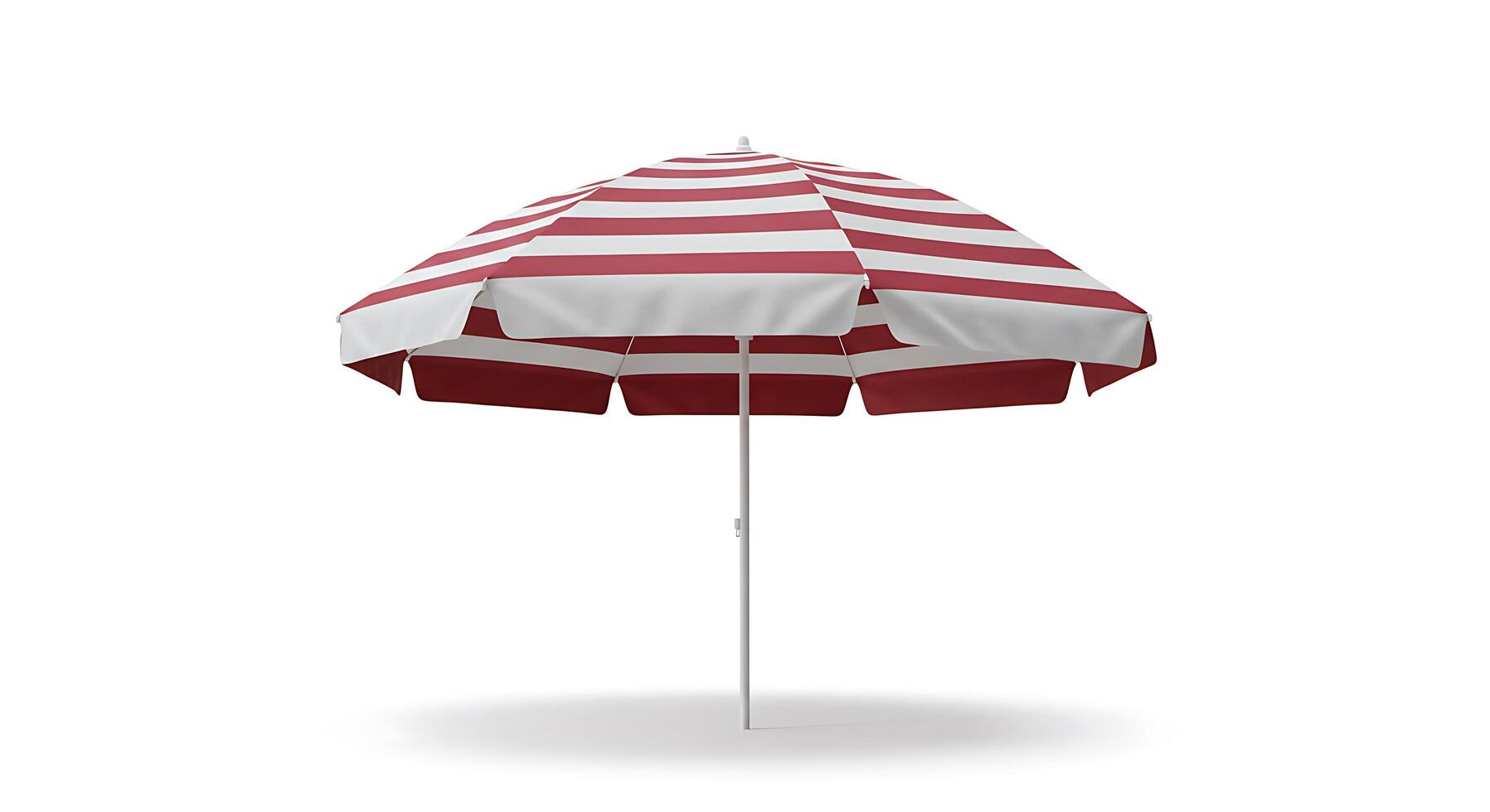 A red and white striped umbrella on a white background photo