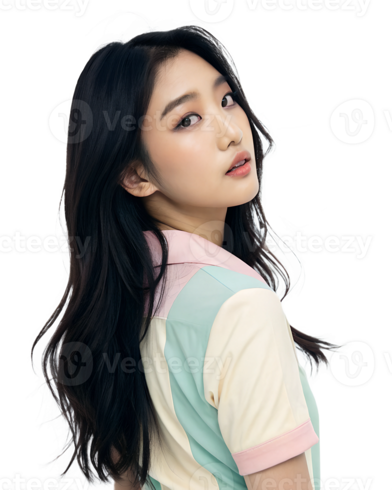 Joyful Young Asian Model with a Lively and Energetic Pose in a High-Resolution Digital Art Portrait png