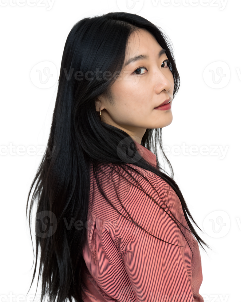 Happy Asian Girl with a Natural Glow and Charismatic Expression in a High-Quality Fashion Photography png