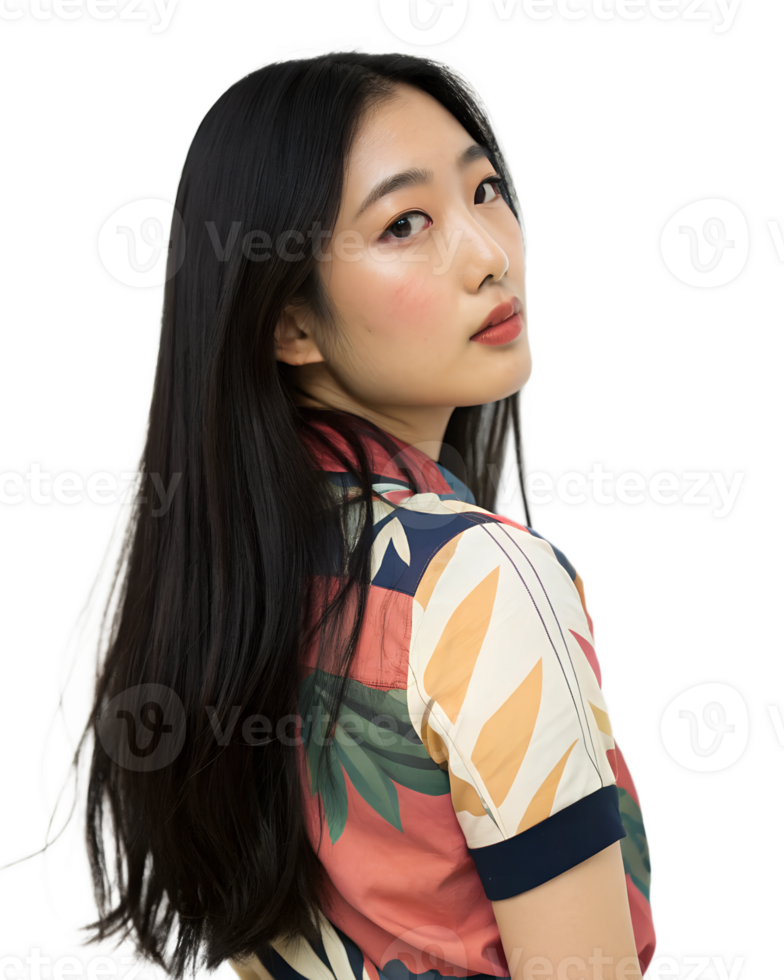 Lovely Asian Model with a Gorgeous and Friendly Smile in a Photogenic and Stylish Digital Art Image png