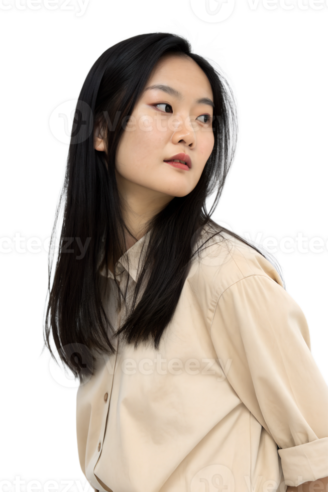 Attractive Asian Model with a Gorgeous Smile and a Natural Beauty in a Stylish and Sleek Fashion Look png