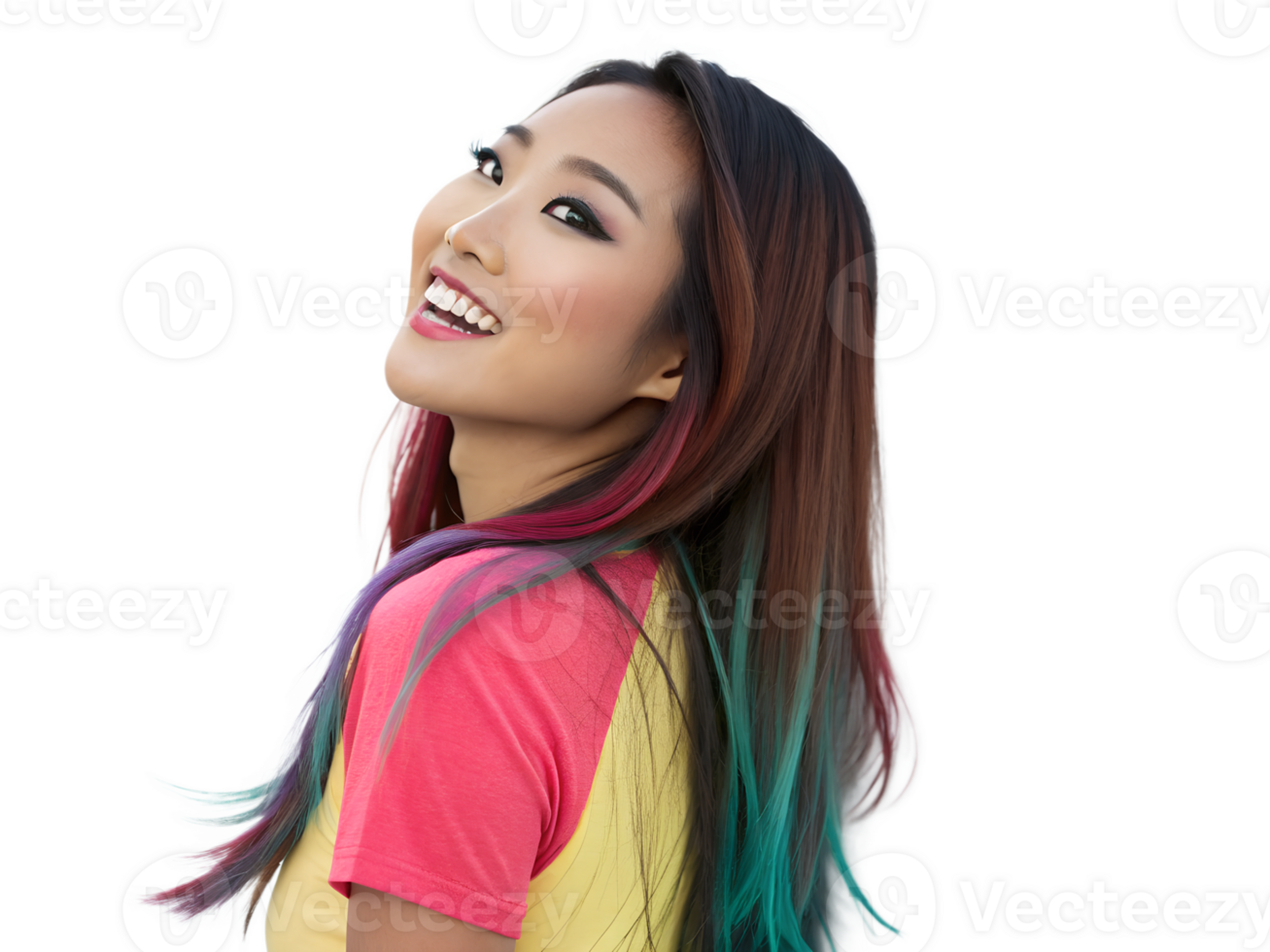 Photogenic Asian Woman with a Gorgeous Smile and a Trendy Outfit in a Professional Studio Portrait png