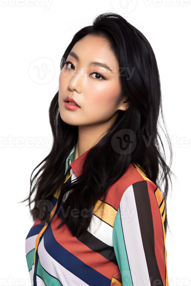 Stylish and Trendy Model with a Lovely Smile and a Confident Pose in a Colorful and Chic Fashion Shot png