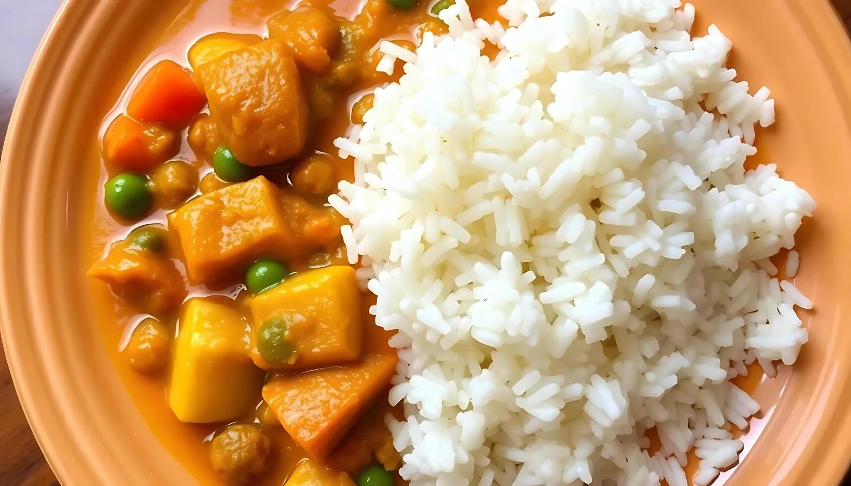 Carrot curry with rice photo