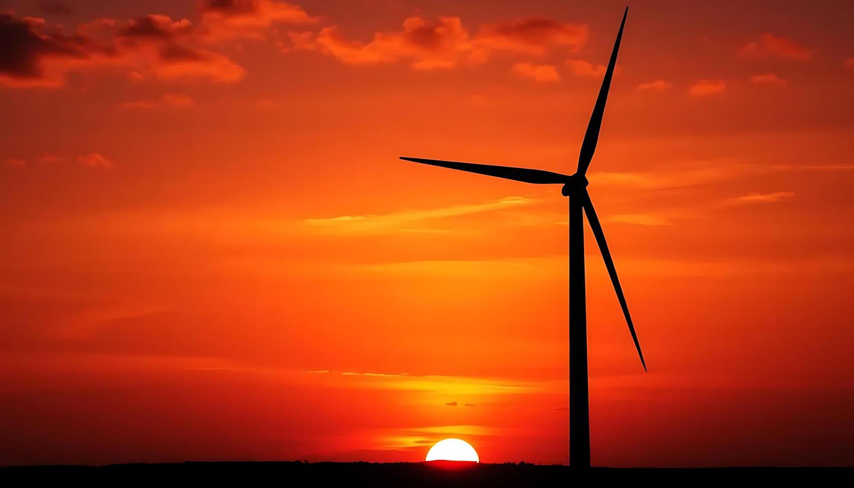 Wind turbine at sunset photo