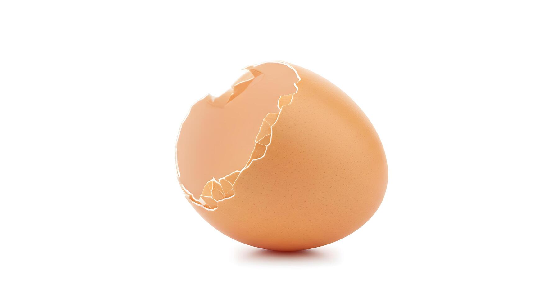 An egg is cracked open on a white background photo