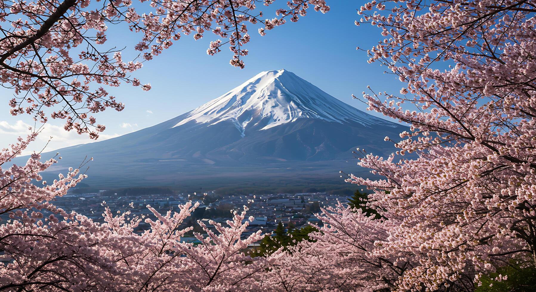 A view of the mountain from a cherry tree photo