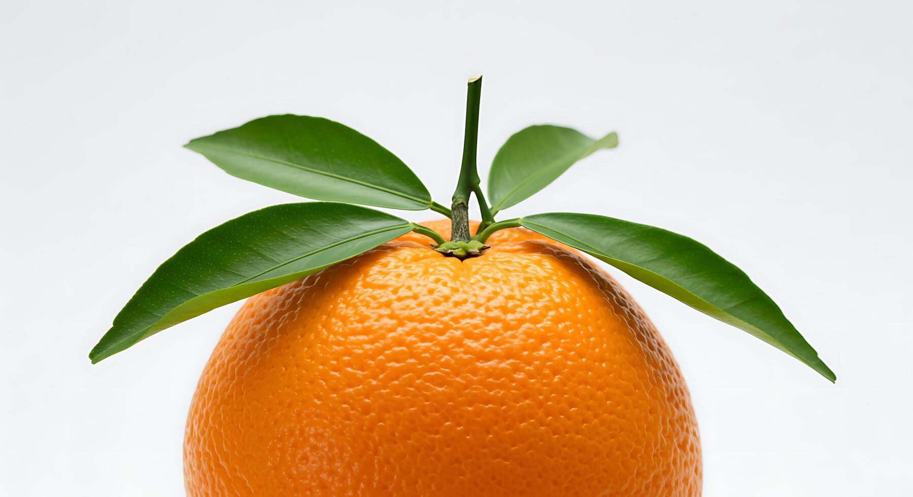 An orange with a leaf on it photo