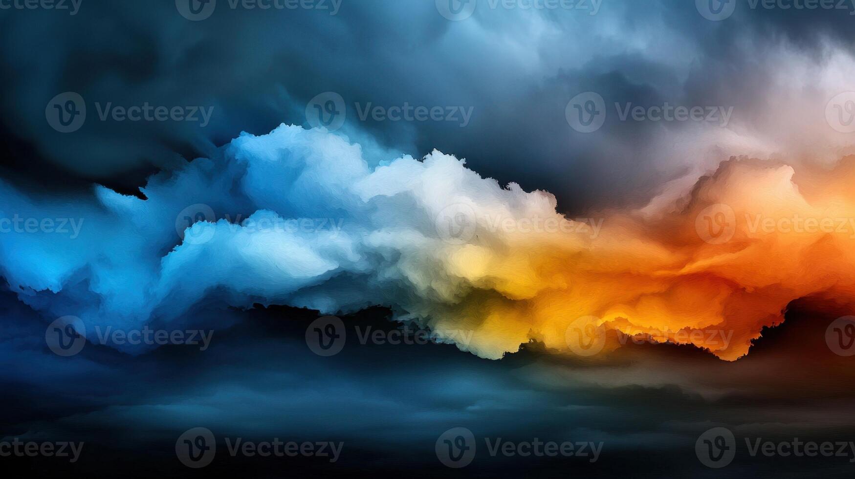 Colorful clouds in the sky with a blue and orange color photo