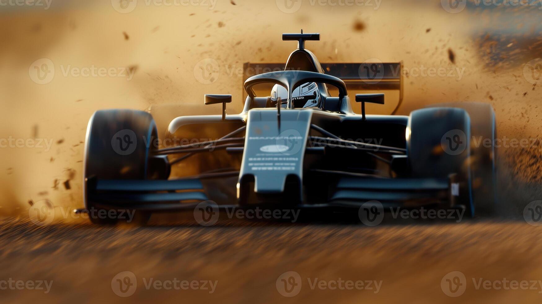 A racing car driving on a dirt track photo